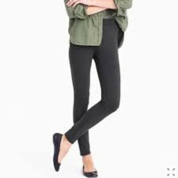 J.Crew Pixie Pant Heather Charcoal Knit Stretch Ponte Slim Medium Ankle Pant NWT - Picture 1 of 8